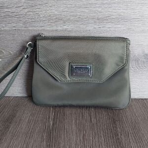 Landau Olive Green Clutch with Smooth Finish and Wrist Strap